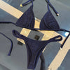 New Bandeau Biquini Sexy Bikini Women Swimsuit 2025 Female Swimwear Shiny Botton Swimming Suit Halter Bodysuit Beach Outfits