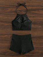 Sexy High Neck Bikini Sets Two Pieces High Waist Swimsuit Shorts Swimwear Female Thong Brazilian Biquini Beachwear Bathing Suit