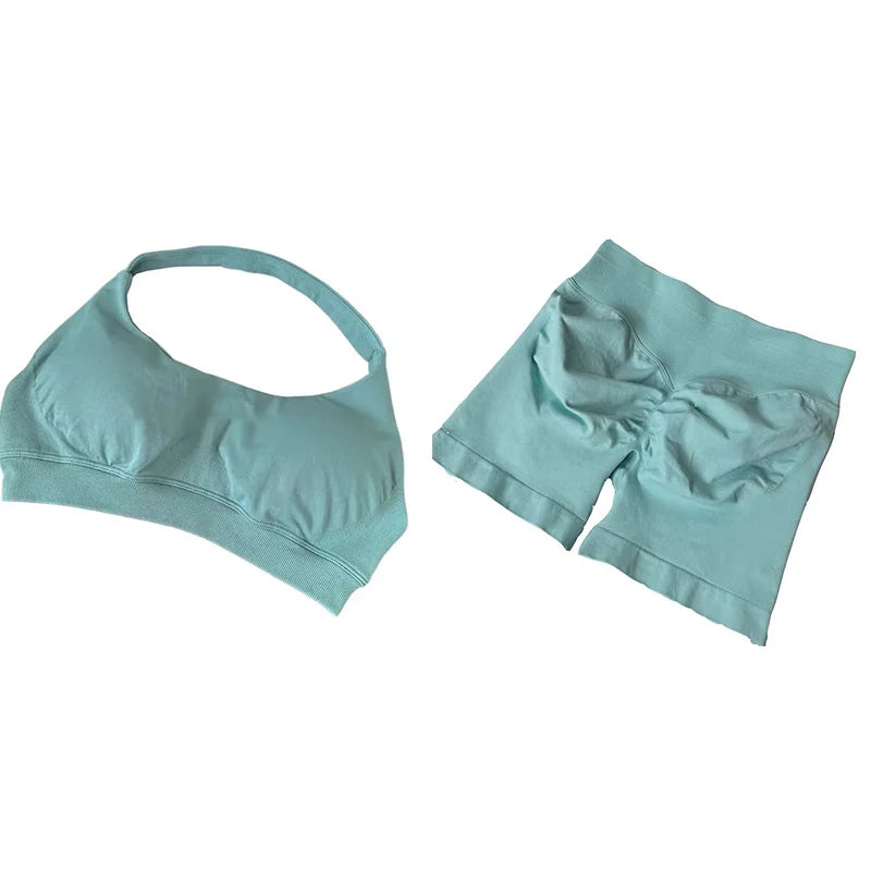 2 Pieces Gym Set Sports Suit Women Sports Bra Yoga Shorts Fitness Suit Gym Sets Seamless Workout Outfits Yoga Set Sportswear
