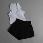 Summer Women's Sports Sets Color Contrast Lapel Collar Sports T Shirts High Waist Pleate Shorts Gym Running Fitness Yoga Suit
