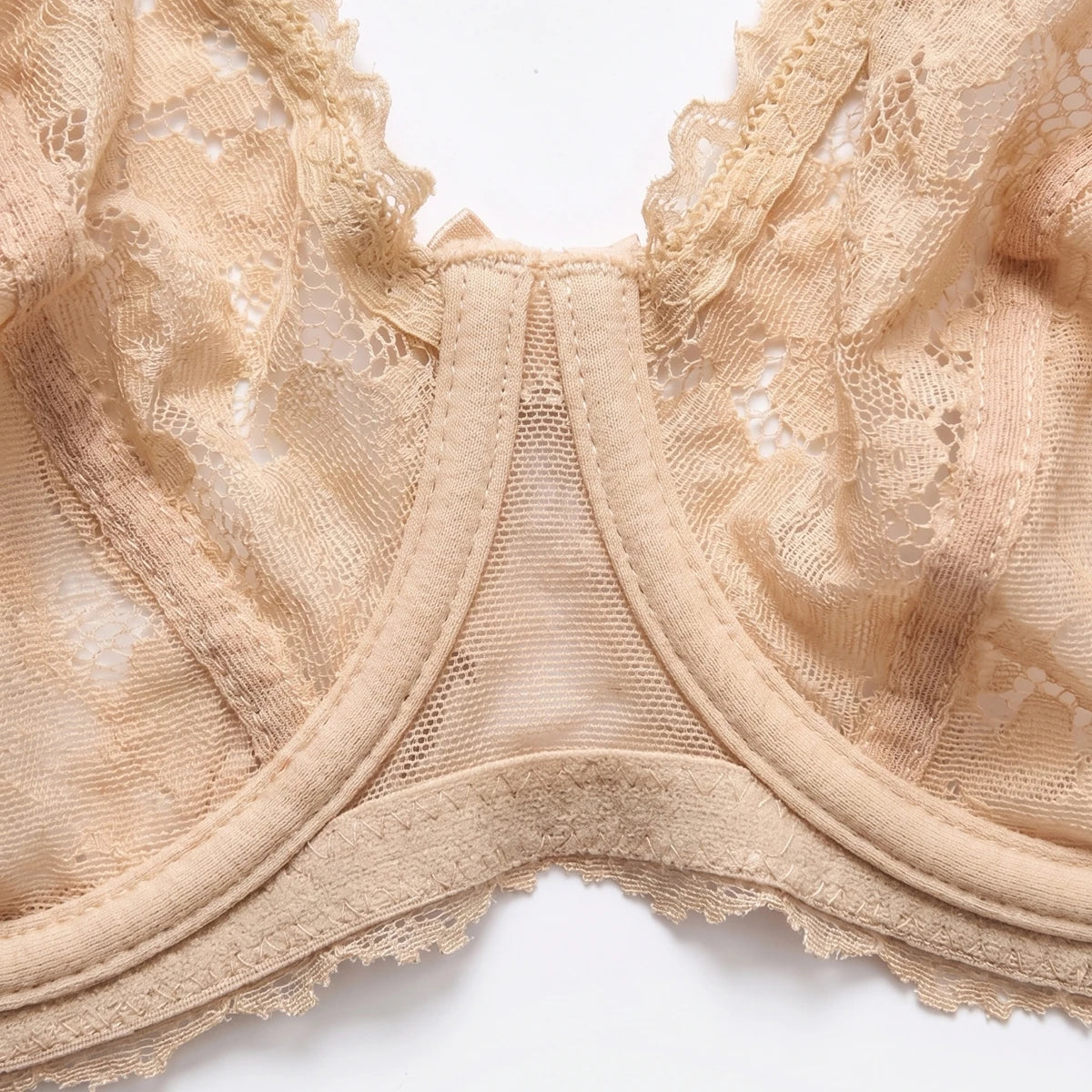 Plus Size Floral Lace Minimizer Bra Women Thin Sheer Breathable Underwire Brassiere Large Cup 85C-110D