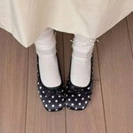 New Butterfly-knot Women Dot Ballet Flats Comfort Square Toe Slip on Shoes Ladies Eelgant Soft Sole Dress Mary Jane Shoes