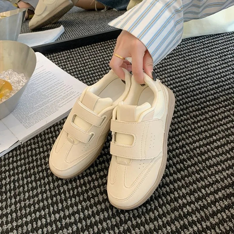 Retro Hook Loop Flat With Sneakers Suede Leather Round Toe Casual Outdoor Fashion Pink Solid Women's Sports Shoes 2026 Newest