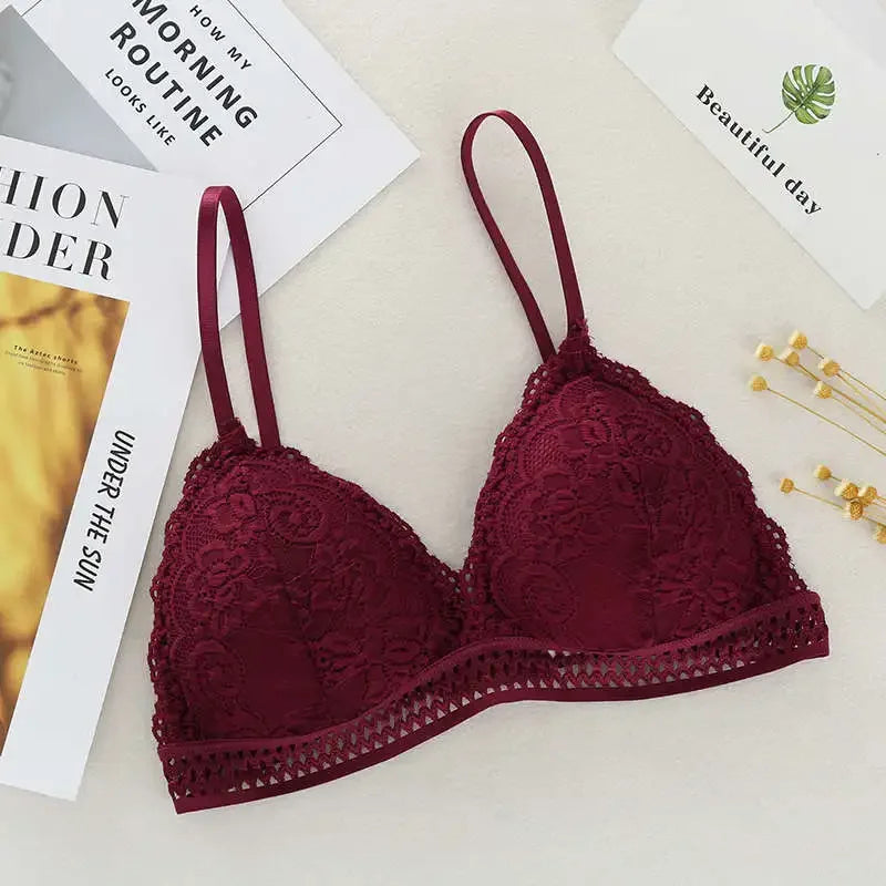 Lace Bralette Women Sexy Lingerie Non-wire Bra Triangle Cup Female Padded Underwear Push Up Bras