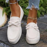 Solid Color Faux Suede Flat Shoes Women Spring Autumn Plus Size Bowknot Flats Woman Round Toe Non Slip Casual Shoes Female