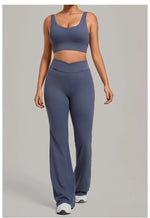 Women's Seamless Yoga Sets Sports Fitness Hip-lifting High Waist Flared Pants Backless Bra Suits Training WorkoutLeggings Sets