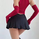 2024 Autumn Cute Aesthetic Y2k Micro Skirts High Waist Harajuku Streetwear Mini Skirt Sexy A-line V Waist Design Pleated Skirts