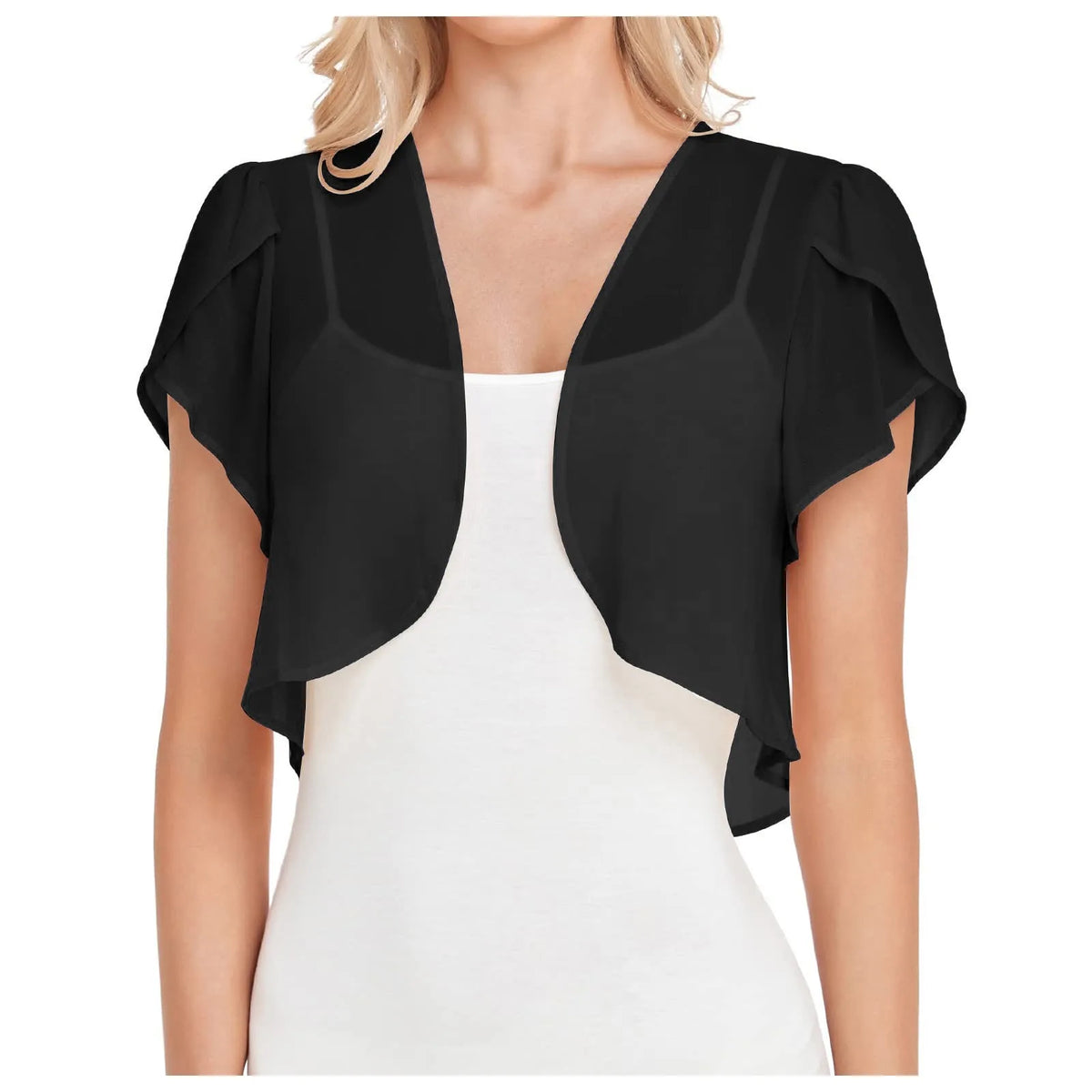 Women’S Short Sleeve Cardigan Chiffon Tops Ladies Open Front Bolero Shrug Crop Top Clothing For Female Plus Size Oversized 2025