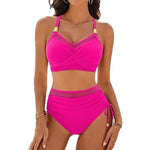 Sexy Fashionable Mesh Splice Drawstring Ladies Bikini Set Swimsuit New High Waist Trending Swimsuit Beach Bathing Suit