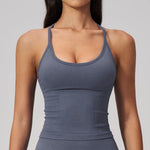 Seamless Women Cross Back Yoga Sports Bra Breathable Shock Proof Gym Tank Fitness Bras Push up Top Yoga Running Workout Vest Bra