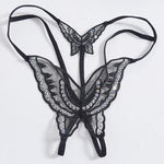 Double-Layer Thin Strap Sexy Thong Butterfly Embroidery Low Waist Sexy Bikini Pure Lace Sequins T-Shaped Panties Sexy G-strings