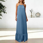 Women Fashion Oversized Dress For Womens Summer Trendy Solid Color Sleeveless Backless Dresses Beach Holiday Wear Sundress