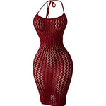 1PC Women Sexy Fishnet Beach Cover Up Hollow Out Bodycon Dress See Through Summer Swimwear