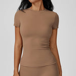 Yoga Shirts Women Summer Short Sleeve O Neck Sports Top Running Tee Quick Dry Pink Black Gym Fitness Workout T-Shirts Sportswear