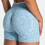 Leopard Print Gym Shorts Women Seamless High Waist Scrunch Butt Lifting Yoga Shorts Workout Running Fitness Tummy Control Shorts