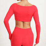 Women Crop Tops Yoga T-shirts Solid Sports Top Long Sleeve Running Shirts Quick Dry Fitness Gym Sport Gymwear