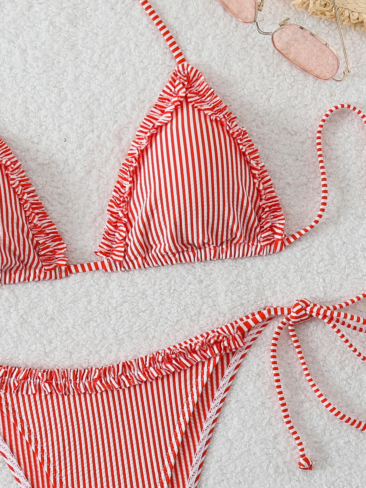 Halter Triangle String Bikinis 2026 Women Sexy Striped Swimsuit RuffleSwimwear Female Bathers Bathing Swimming Swim Suit
