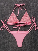 2026 Luxury Pearls Halter Mini Bikini Female Swimsuit Women Swimwear Two-pieces Bikini Set Bather Bathing Suit Swim Beachwear