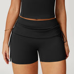 Women's Yoga Pants Summer Folding Drawstring High Waisted Nude Tight Sports Shorts Breathable Tummy Control Workout Leggings