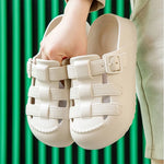 Hollow Out Thick Platform Rome Sandals Women 2025 Summer Closed Toe Eva Clogs Slippers Woman Comfort Thick Sole Beach Sandles
