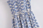 Blue Floral Embroidey Summer Beach Dress Women Casual Holiday Bohemian Dress Boho Sundress Maxi Long Vestidos Fashion Clothes