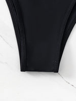 Black Sexy Bikini Split Swimsuit Set Tie-Up Neck Adjustable Straps Beachwear for Women