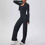Yoga Set 3PCS Women Workout Sets Sportswear Gym Clothing Fitness zipper Long Sleeve High Waist Leggings Sports Suits Yoga Suit