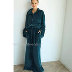 Women 2026 Autumn Winter Knit Korean Velvet Pajama Set Ruffle Long Sleeve Pants Two Piece Warm Ladies Homewear Sleepwear