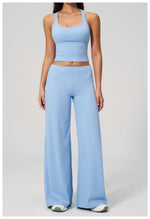 Women's Summer Two Piece Yoga Sets Slimming Sports Tank Top Lifted Buttocks High Waist Flare Pants Gym Fitness Suits Tracksuit