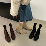 Vintage Thick Heel Square Toe Women Ankle Boots Ladies Elegant Mordern Short Botas Autumn Winter Zapatos De Mujer 2026