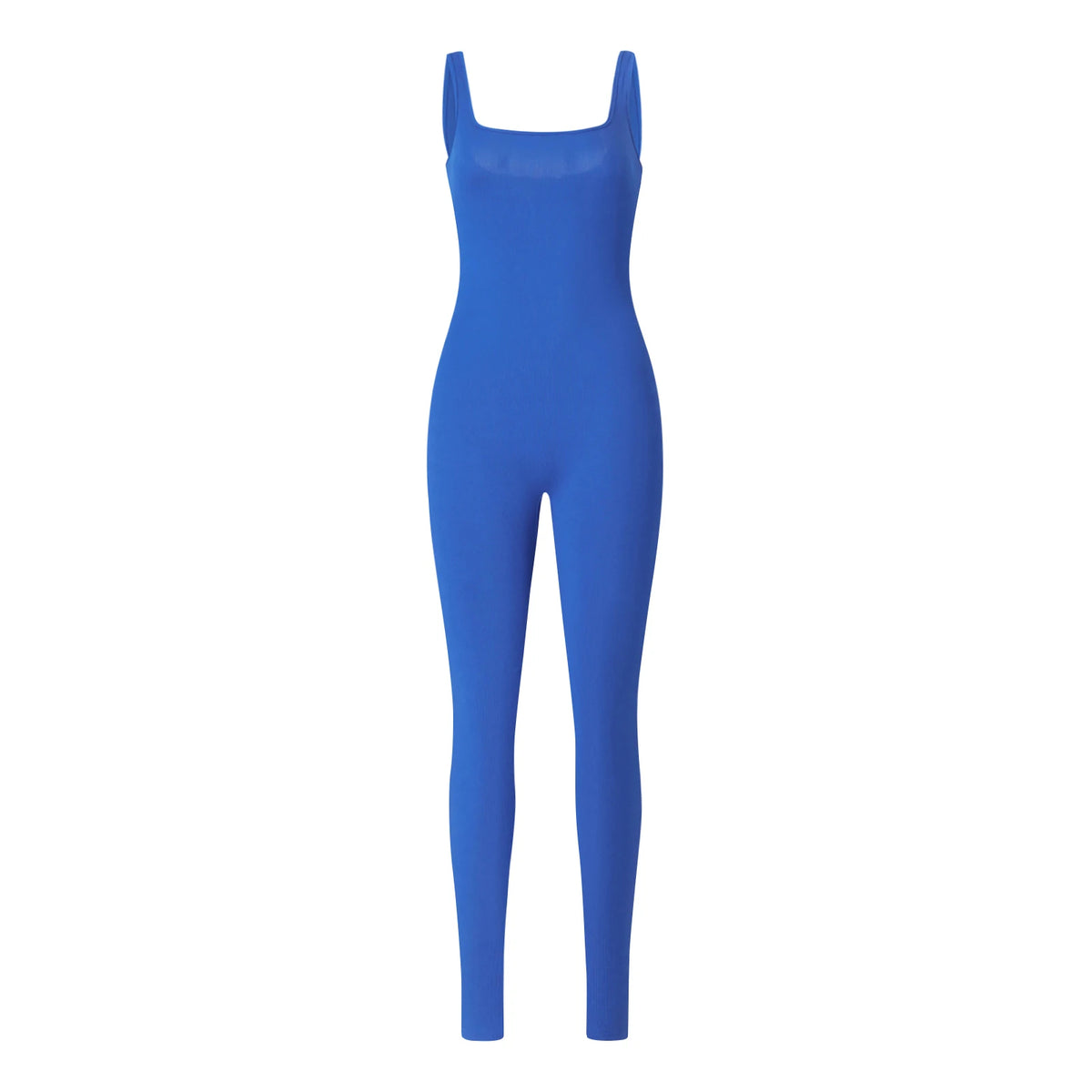 Women Sleeveless Jumpsuits Solid Color Ribbed Club Fitness Workout Overalls Streetwear Square Neck Bodycon Long Romper