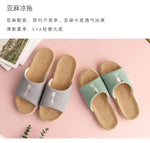 Breathable Cotton Flax Slippers For Women Men Indoor Shoes Anti-slip Light Weight Cute Cartoon Couples Home Floor Slides