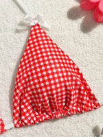 Sexy Micro Bikini 2024 Gingham Print Swimsuit Female Swimwear Women Strings Thong Bikinis Set Bather Beachwear Bathing Suit Pool