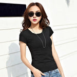 Women Summer T-shirt V-neck Short Sleeve Slim Fit T-shirt Solid Color Pullover Tops Women Bottoming Shirt Streetwear