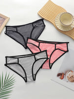 Women Ribbed Contrast Trim High Cut Bikini Panties Soft Breathable Cotton Crotch Low Rise Daily Comfort Underwear Briefs C820
