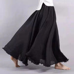 Maxi Skirt Double Layer Women Skirt A-Line Loose Fit Elastic Waist Solid Color Design Flowy Skirt Spring Summer Casual Wear