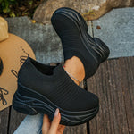 Breathable Mesh Chunky Platform Sneakers Women Plus Size 42 Thick Bottom Sport Shoes Woman Black White Knitting Walking Shoes