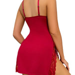 Cross-border Large Size Elastic Sexy High Split Deep V Temptation Flirting Suspender Nightdress Pajamas Sexy Underwear Women