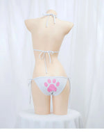 Japanese Anime Kawaii Cat Paw Micro Bikini Set for Women Girl Bandage Backless Mini Swimsuit Underwear Lingerie Bathing Suit