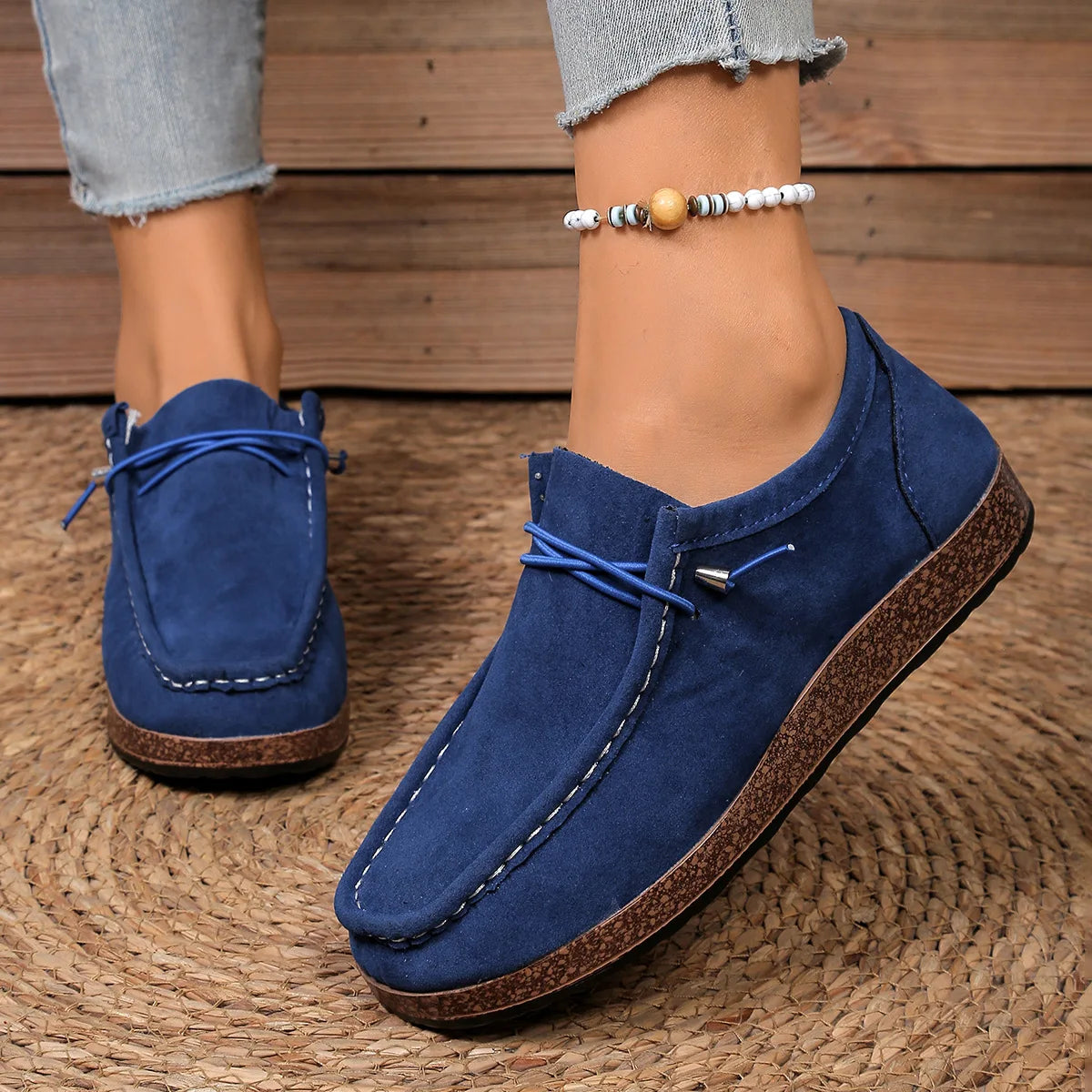 New Fashionable Slip-On Loafers Women's Shoes with Elastic Laces Lightweight Casual Outdoor Footwear Easy to Match 2026