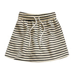 Women's Black White Striped Mini Skirt Drawstring Elastic High Waisted Sports Skirt Summer New Korean Style Sports Skirts 2026