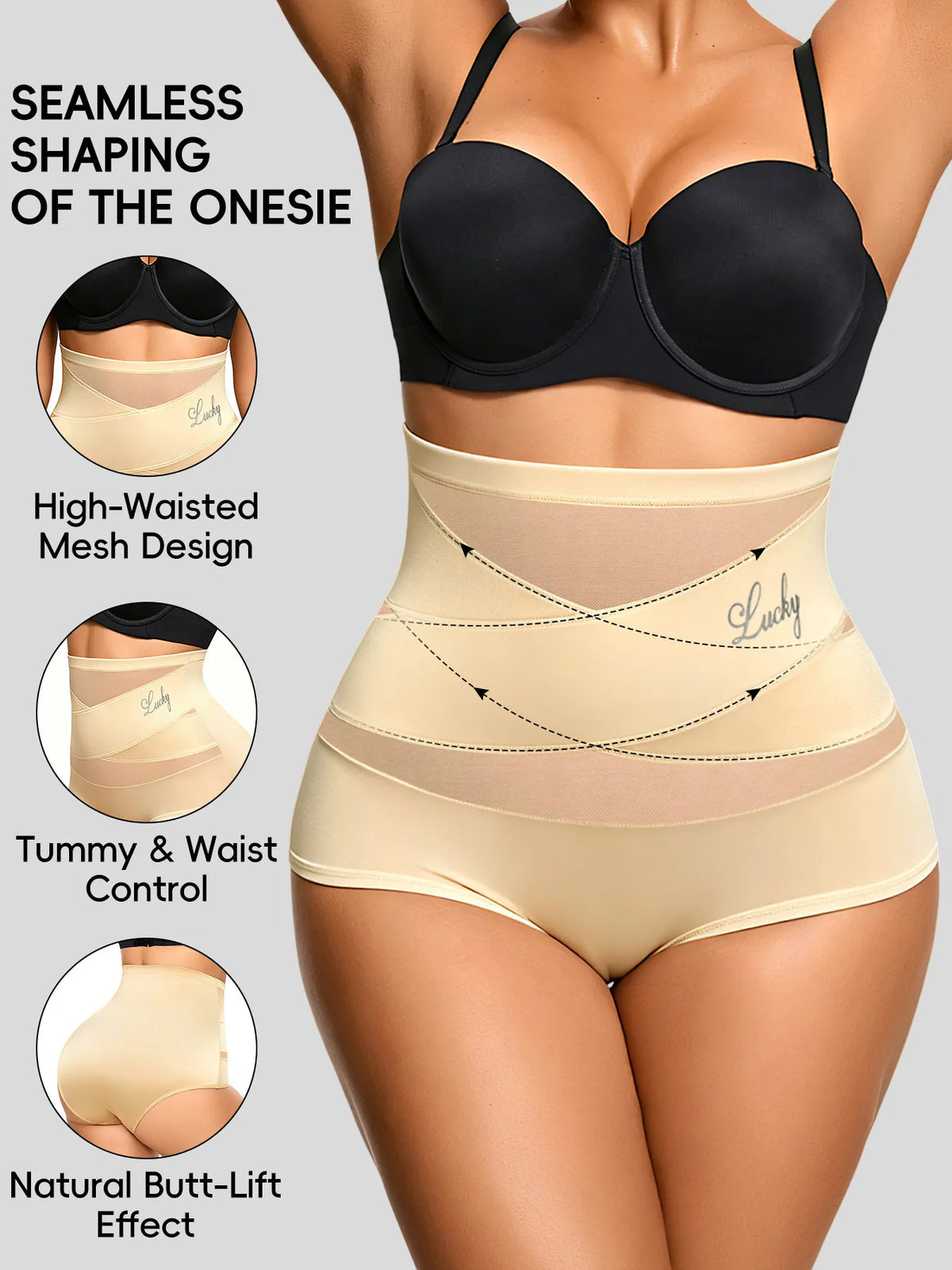 1Pcs High-waist Mesh Tummy-reducing Shaping Underwear, Women's Buttock-raising Shaping Triangle Underwear