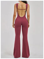Slimming Yoga Jumpsuits Women Hollow Out Ruffles Backless Sportswear Fitness Back Hip-Lifting Leggings One-Piece Gym Bodysuits