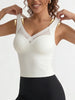 Yoga Sports Bra Elegant Wireless Fixed Cup Tank Bra Front Crisscross Mesh Seamless Back for Daily Party Dating Outfits