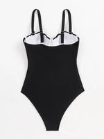 Sexy Black Knitted Patchwork One Piece Swimsuit 2026 Ruffles Push Up Underwire Slim Tummy Control Swimwear Beach Bathing Suits