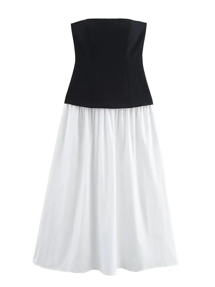 Foridol White Black New in Long Dress Women Summer Off Shoulder Strapless Casual Party Beach Midi Dress 2025 Elegant Sundress