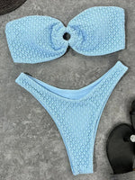 Sexy Fishnet Strapless Bandeau Bikini Women Swimsuit Female Swimwear Two-pieces Bikini set High Cut Bather Bathing Suit Swim