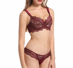 Französische Spitzen Büstenhalter Set Damen Sexy Tiefe V-Ausschnitt U-Rücken Große Oberweite Stützend Minimizer Sommer Neuheit