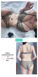Sexy Lace Bra Set Large Breasts Ultra Thin Full Coverage Push Up Effect Big Cup Supporr Detachable Straps Pure Sensual Underwear