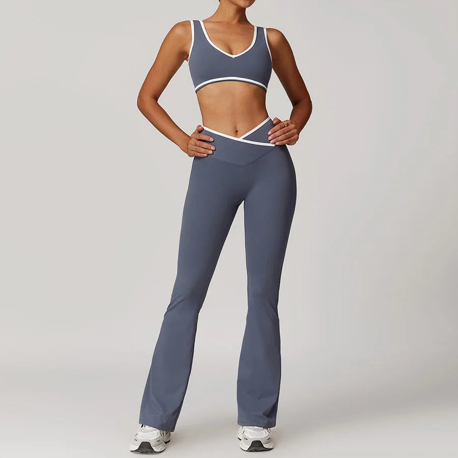 Yoga Set2 Pieces Workout Outfits Fitness Sportswear Gym Tracksuit High Waist Leggings Sports Bra Athletic Wear Women Clothes
